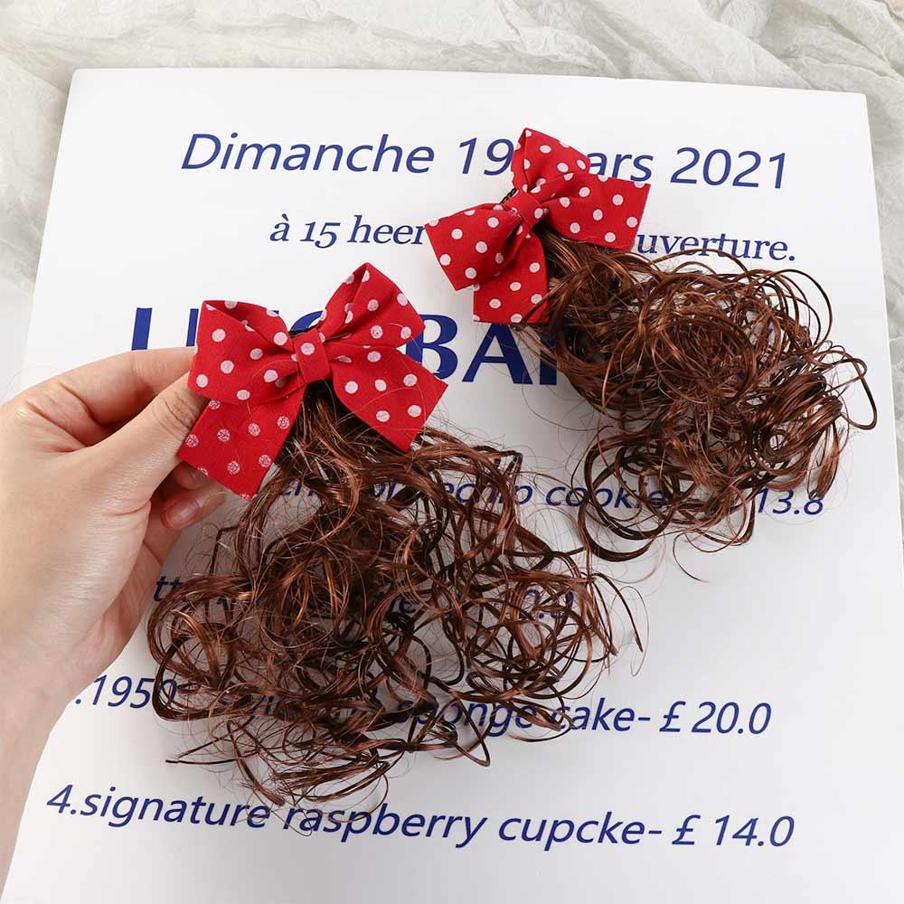 Headwear Girls Hair Extension Bowknot Hairclip Hair Accessories Baby Wig Hairpin Children's Bow Wig