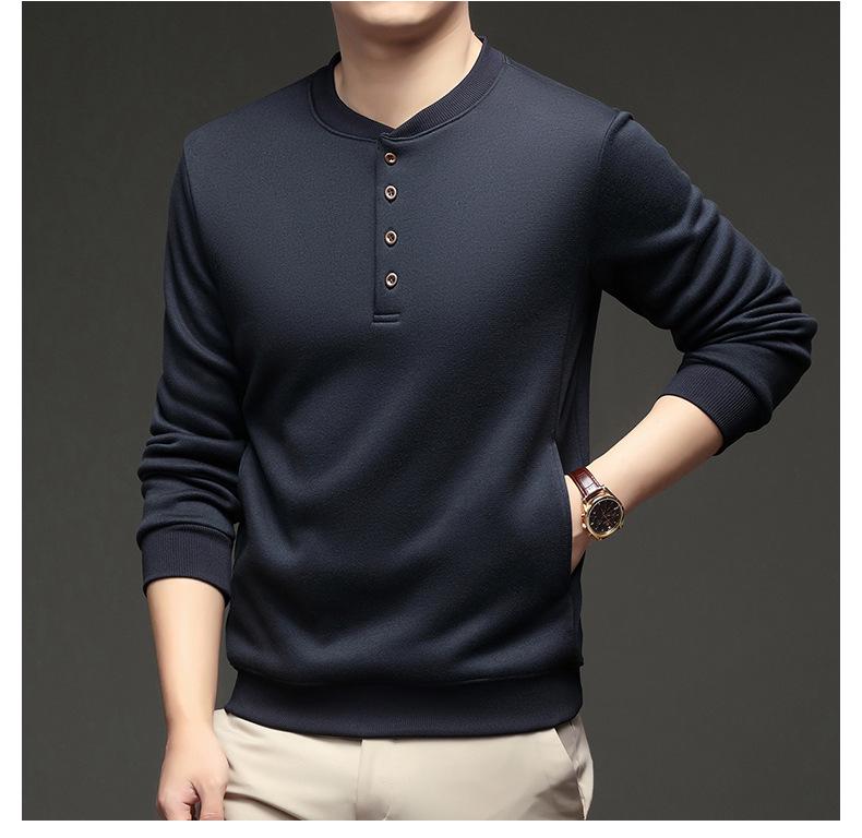 Men's Winter Fleece-Lined Long-Sleeve Casual Sweatshirt