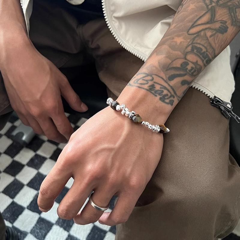 Bracelet Men s Broken Silver Splicing Bracelet Women s Chinese Simple Retro Design Titanium Steel Premium Versatile Accessories