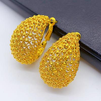 Dubai Bridal Jewelry 24K Gold Plated Earrings Exaggerated Vintage Nigerian Ladies Personalized Simple Earrings 2026