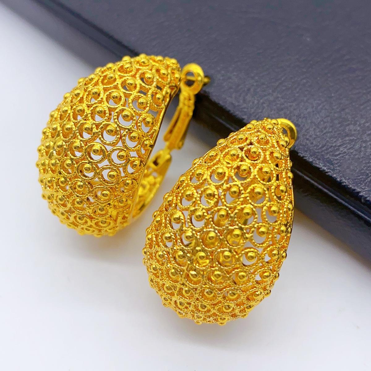 Свадебные украшения Дубая Серьги с покрытием 24-каратным золотом Преувеличенные Винтажные Персонализированные Простые Серьги для Нигерийских Женщин 2026