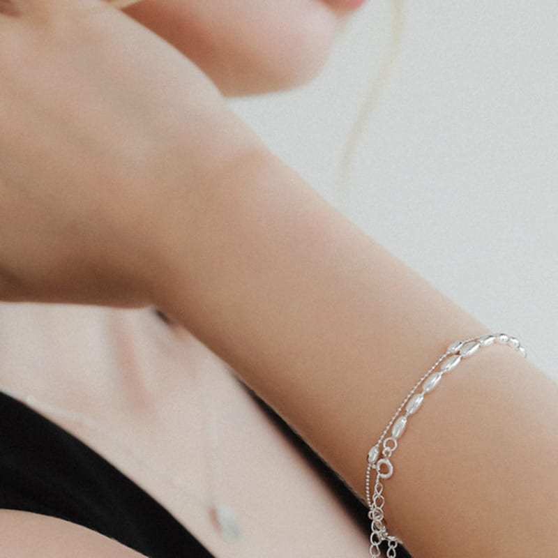 

J.Lauren Silver Ball Chain Simple Layered Bracelet B0996 single type