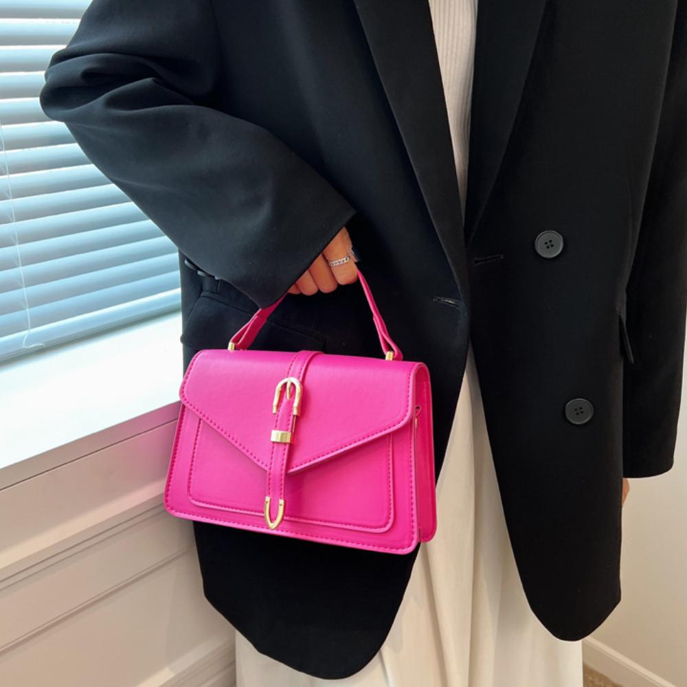 Fashionable Minimalist Crossbody Bag with Top Handle and Flap for Women Solid Color Square Purse with Simple Design Womens Bag