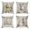 4Pcs Throw Pillowcase Snowflake Snowman Xmas Tree Pattern Invisible Zipper Design Pillow Cushion Sofa