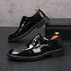Fashion New Pointed Toe Beige Black Flats Metal Button Leather Shoes For Men Male Wedding Dress Prom Homecoming Shoes Zapatos Hombre