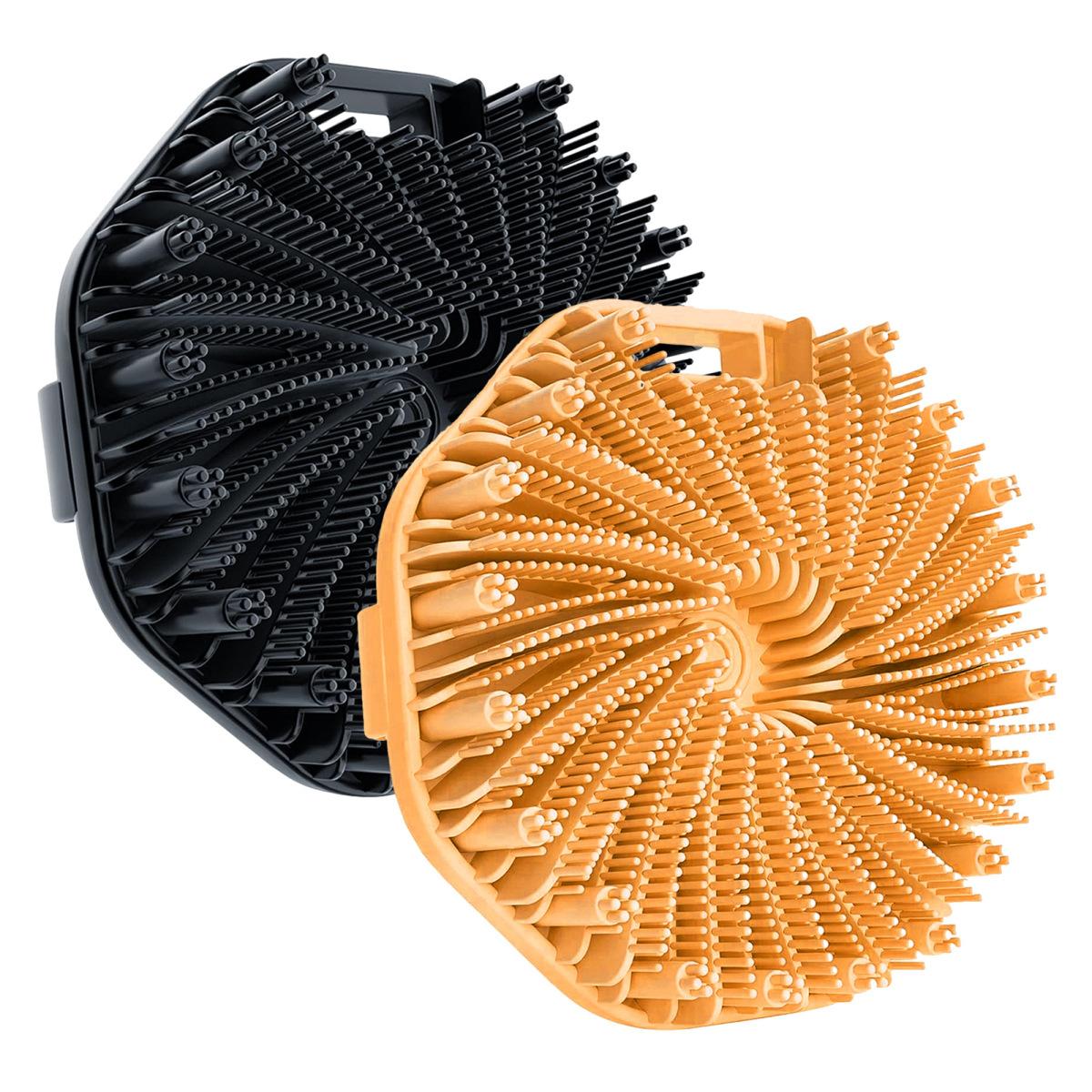 

Yousheng 2шт силиконовая щетка для ванны с мягкой щетиной, массажный очищающий скраб для тела с противоскользящей ручкой, скраб для тела оранжевый/чёрный