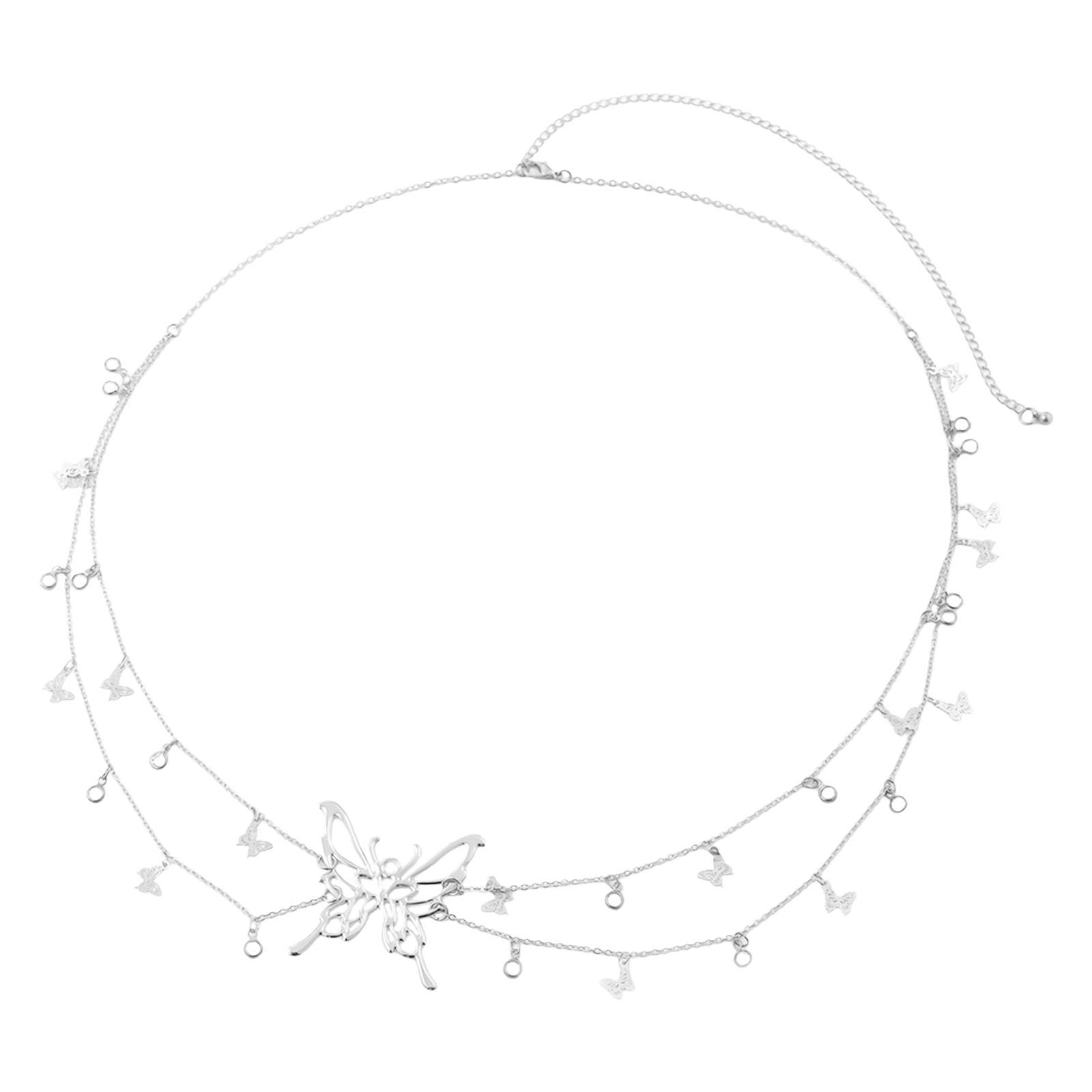 Silver/Gold Plated Double Layer Waist Chain Stylish Sash with Delicate Fringe and Butterfly Charm for Stylish Ladies 1