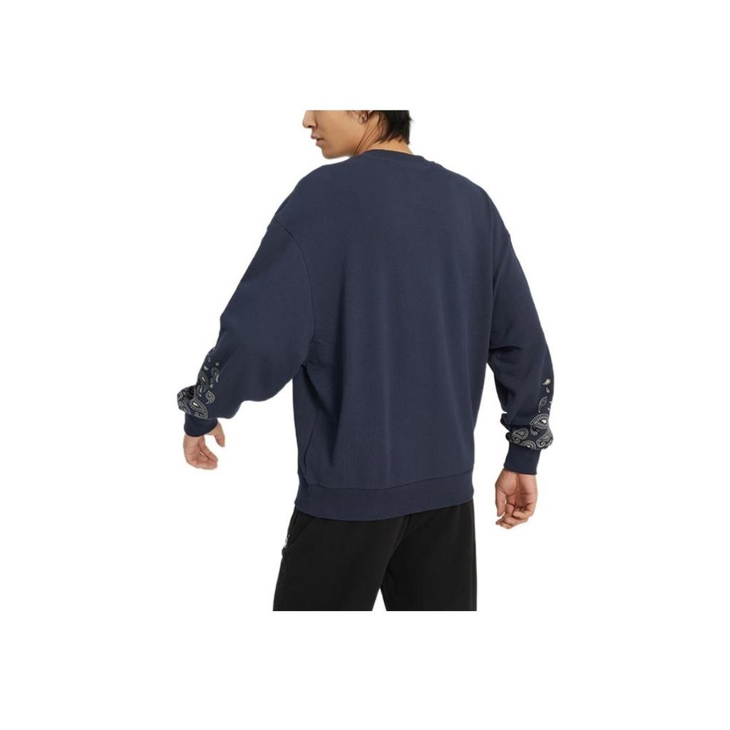 PUMA FW22 Printed Cuff Round Neck Pullover Sweatshirt Unisex Tops Blue 539522-43