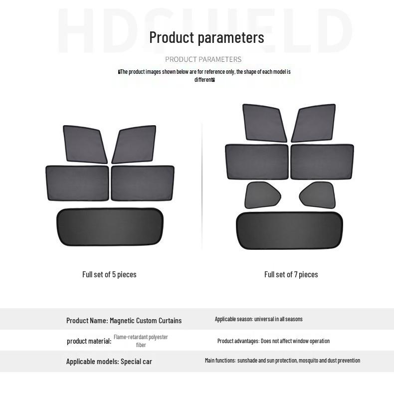 Magnetic Car Window Sunshade: Heat Insulation, Sun Protection, Blackout Curtain, Customizable for Imported Models