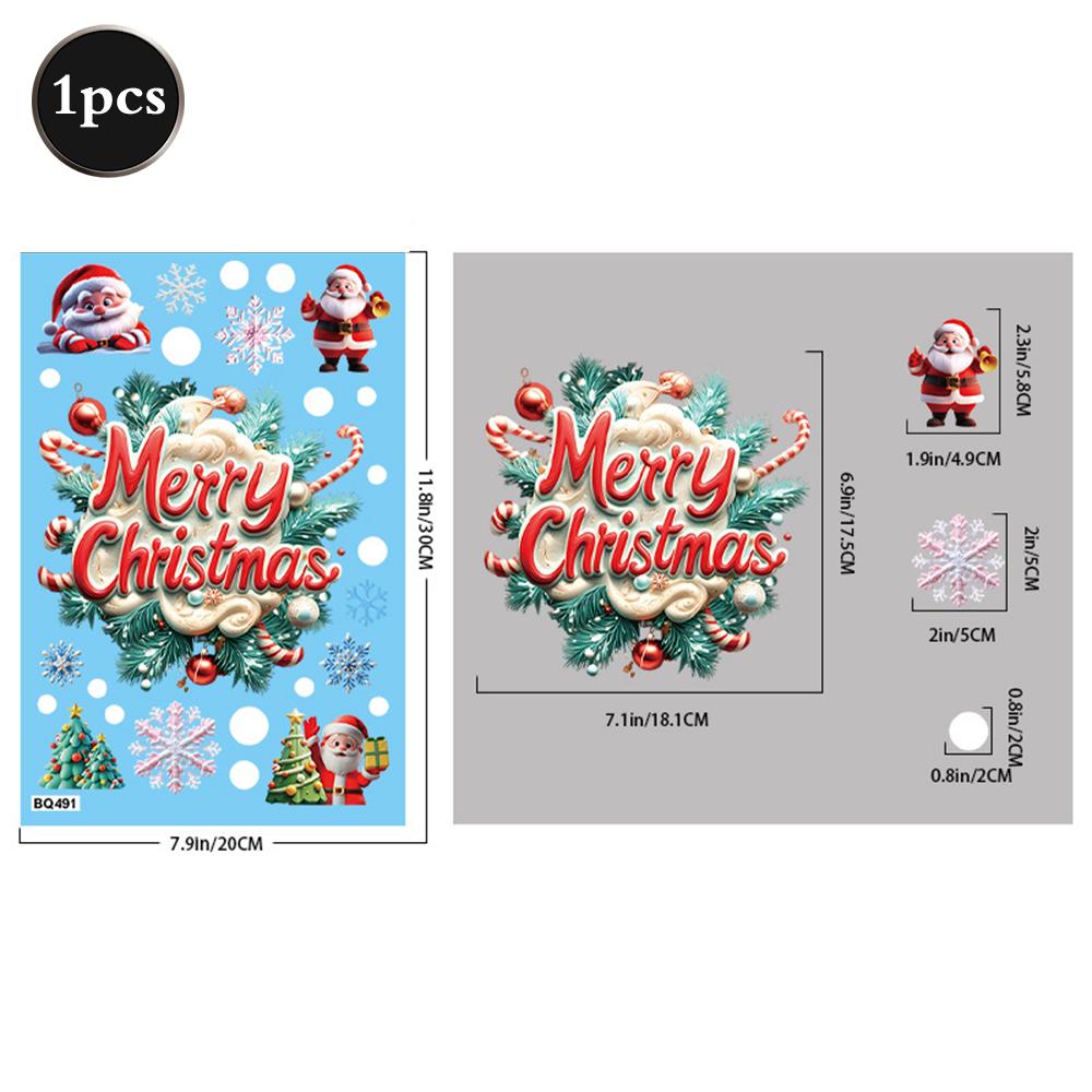 2026 Christmas Window Stickers Santa Claus Reindeer Snowmen PVC Static Glass Stickers No Glue Reusable Christmas Home Decoration