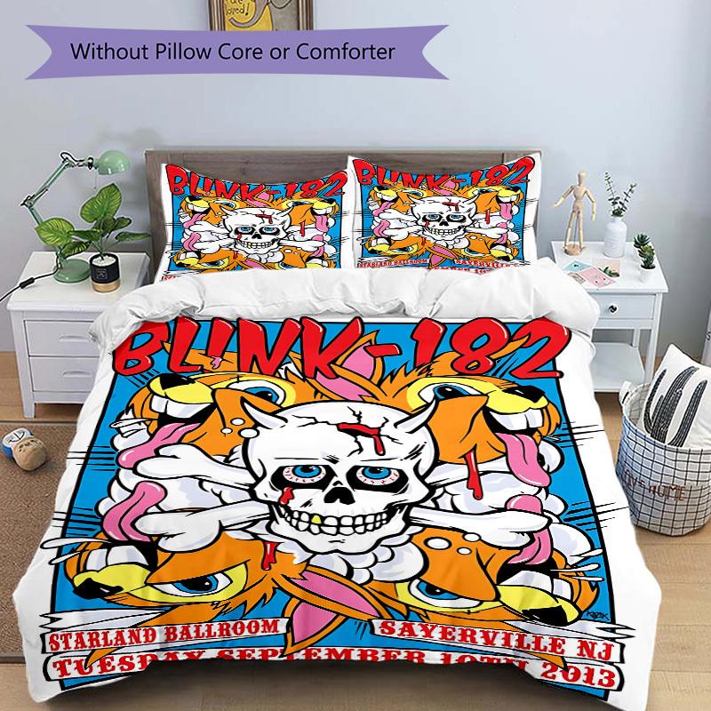3pcs Blink-182 Bedding Set: Perfect for Bedroom or Guest Room. Soft and Comfortable with No Core Included yy251009169