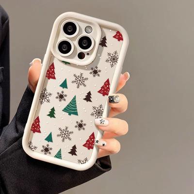 Custodia per telefono in silicone con fiocco di neve e albero di Natale per iPhone 16 15 14 13 12 11 Pro Max XS Max X XR Cover 8 7 Plus SE3 Antiurto Bumper Back Cover