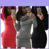 Elegant Autumn Spring Warm Women Dress With Irregular Hem And Cozy Hooded Design
