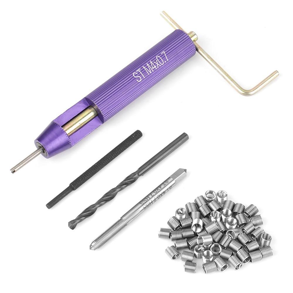 50pcs Stainless Steel Thread Repair Kit M3 x 0.5 / M4 x 0.7 Carbon steel Wire Thread Insert Coiled Wire Combination Tool Set