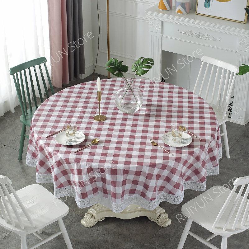 Pvc Lace Tablecloth Waterproof Oil-Proof Round Table Cloth Printed Home Dining Table Cover For Wedding Party Decor