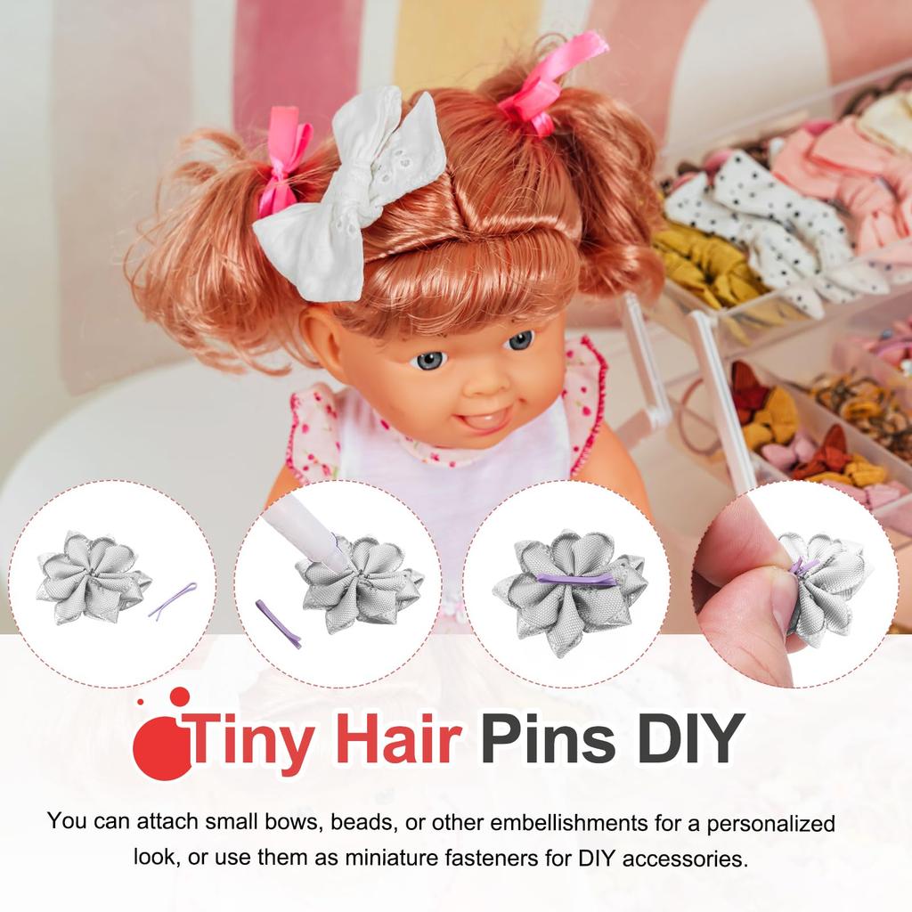 Uxcell 6-Pack Tiny Doll Hairpins, 11mm0.43 Inch, Black, Mini Metal Hair Clips, Bobby Pins, for Dolls, Crafts, Ribbons, and DIY Accessories