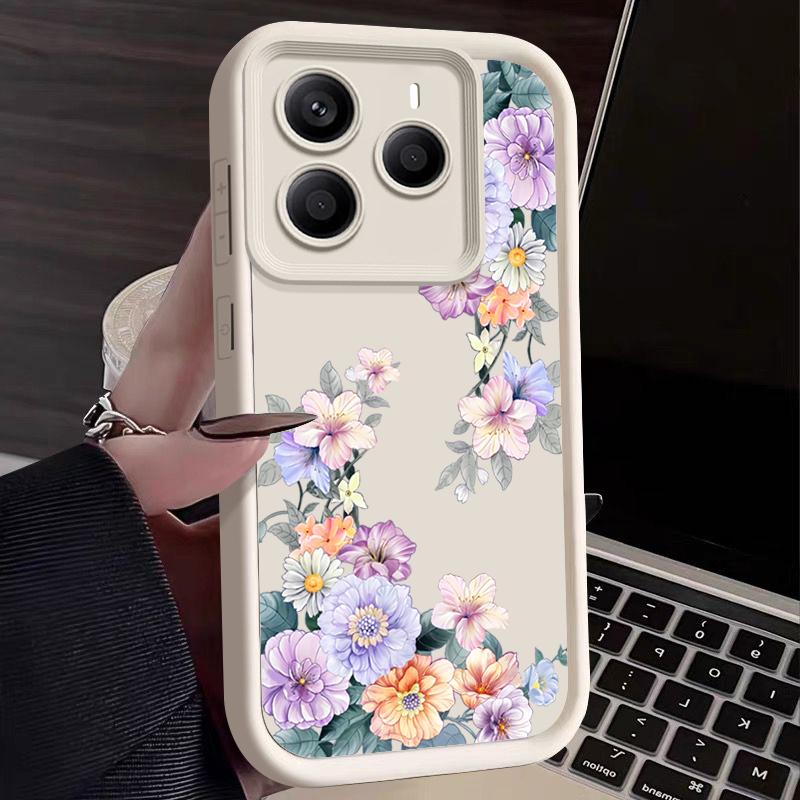 Color Floral Pattern TPU Soft Phone Case For Xiaomi 14T Pro 13T Poco F6 Pro X6 M6 X5 Redmi Note 14 Pro 13 12 11 10 Matte Shockproof Back Cover