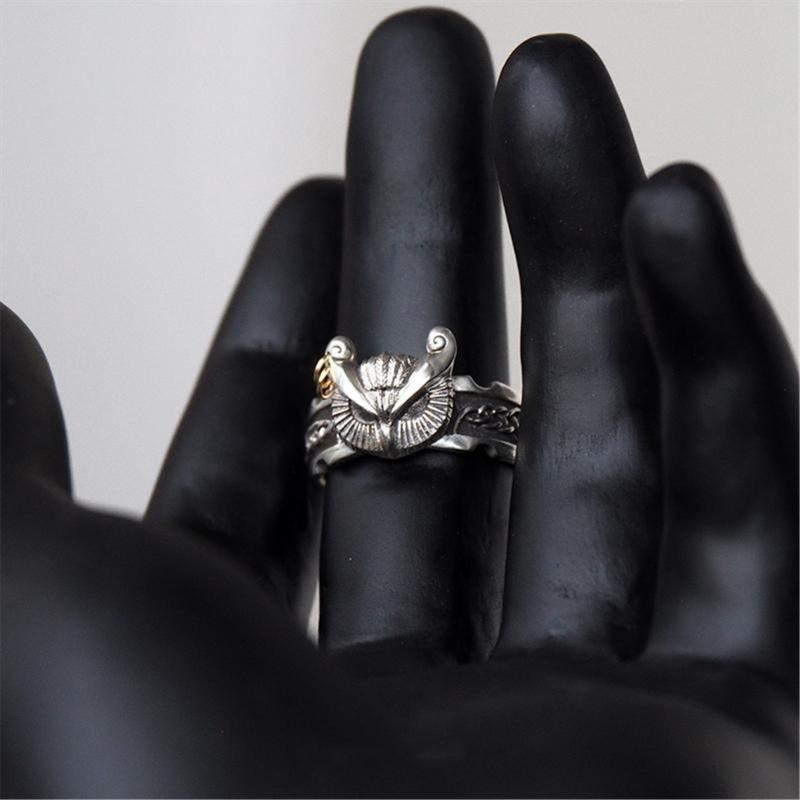 Gothic Owl Design Adjustable Copper Ring Unique Unisex Jewelry Finger Accessories For Everyday Wear Or Gifting