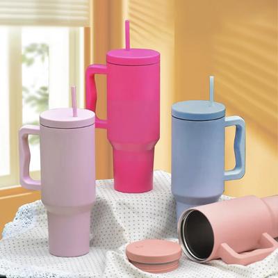 40 Oz Tumbler With Handle Straw Sealed And Leak-Proof Large Capacity Stainless Steel Coffee Cups Bottles Water Thermal Bottle