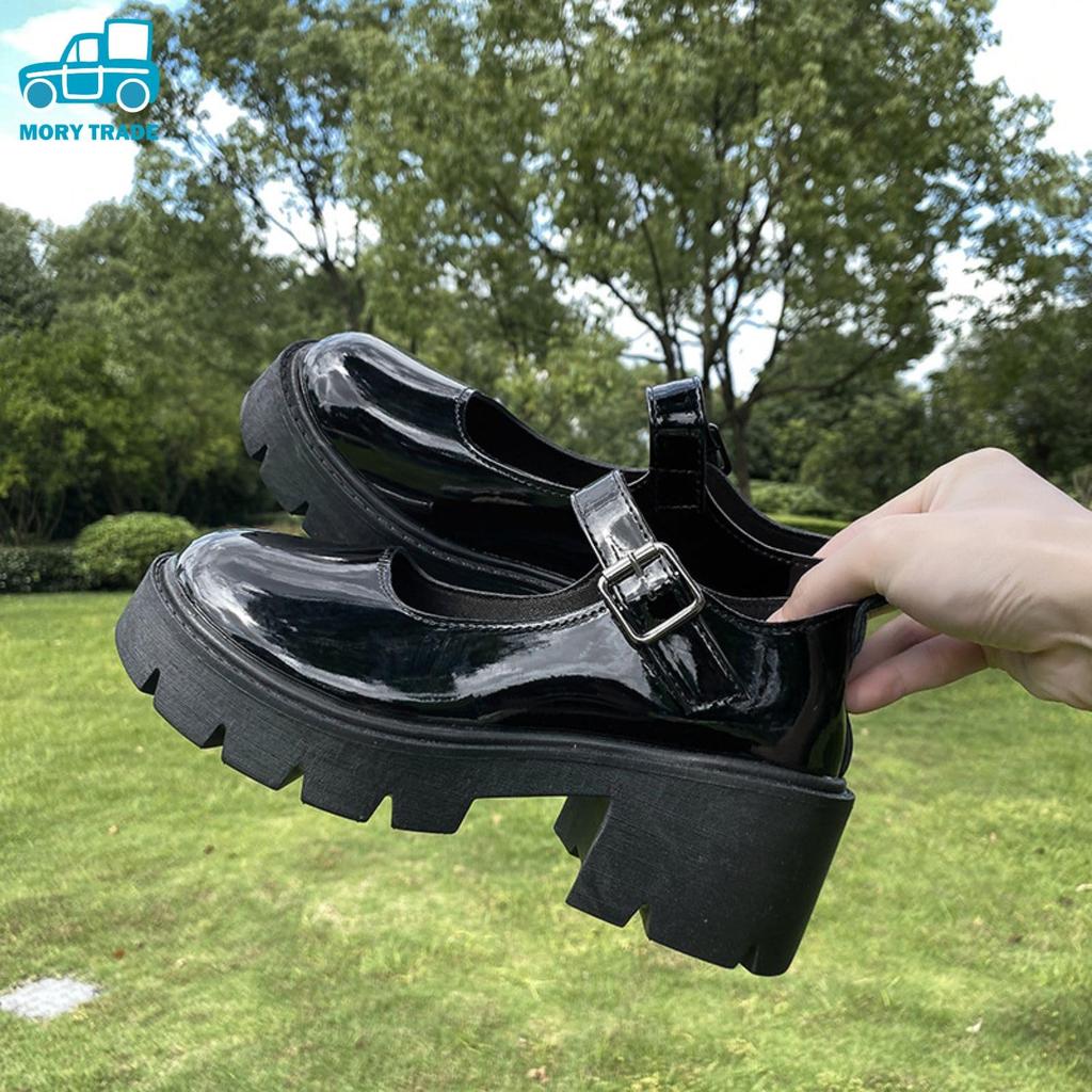 [morytrade] Plateau-Lolita-Pumps mit 6 cm Absatz, Cosplay-Schuhe (Glänzend Schwarz, Japanische Schuhgrößen, Erwachsene, Numerisch, 25.0 cm)
