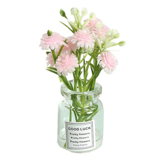 

Miniature Resin Flowers in Vase Set Dollhouse Decor with Realistic Details, Small Floral Decorations for Car Desk Accessories розовый