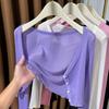 Ice Silk Shawl Blouse Sun Protection Clothing for Women New Spring Autumn Short Knitted Thin Cardigan Jacket Top