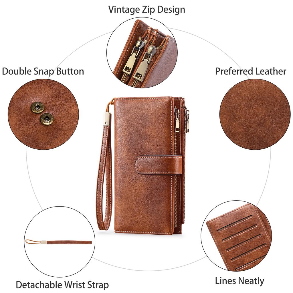 New women's long wallet retro three-fold mobile phone bag