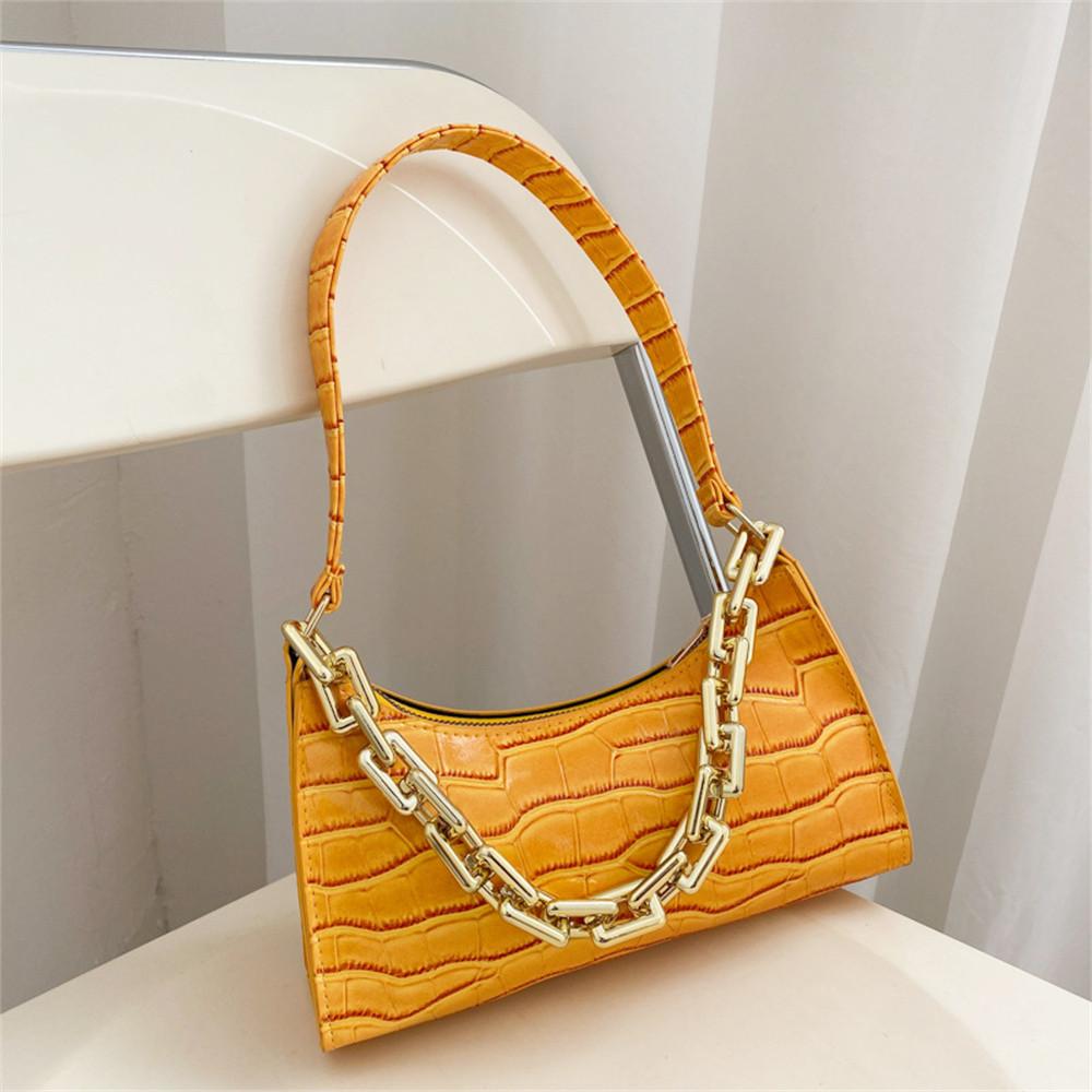 2026 New Retro Crocodile Pattern Zipper Totes Shoulder Bags Pu Leather Solid Color Chain Handbag Underarm Bag Fast Wholesale
