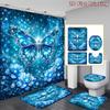 4Pcs Shower Curtain Set with Non-Slip Bath Mat, Toilet Lid Cover, Contour Rug & 12 Hooks, Bathroom Decor