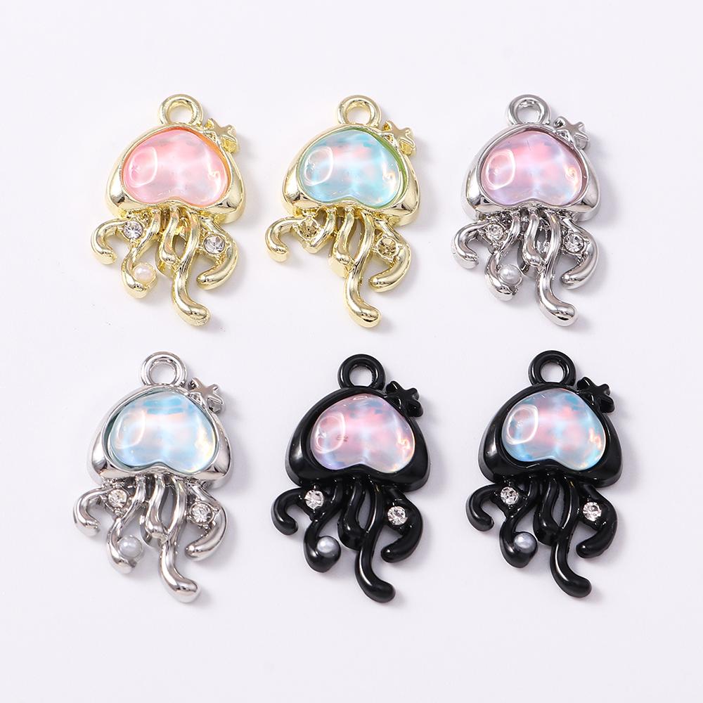 5 Stück Süße Kristall Zirkonia Quallen Anhänger für Schmuckherstellung Halskette Ohrringe Armband DIY Handgemachter Schmuck