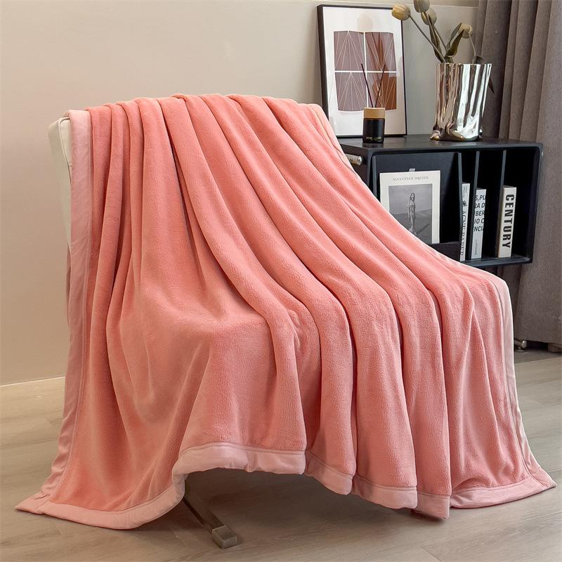 Double Layer Solid Color Milk Velvet Blanket Autumn Winter Thicken Warm Plush Blanket for Bed Sofa Single Double Thick Bed Sheet