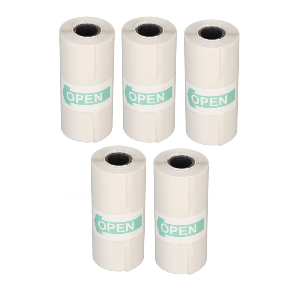 5 Rolls Adhesive Thermal Paper 2.2in Long 1in Wide Printing Transparent Thermal Sticker Paper for Ph