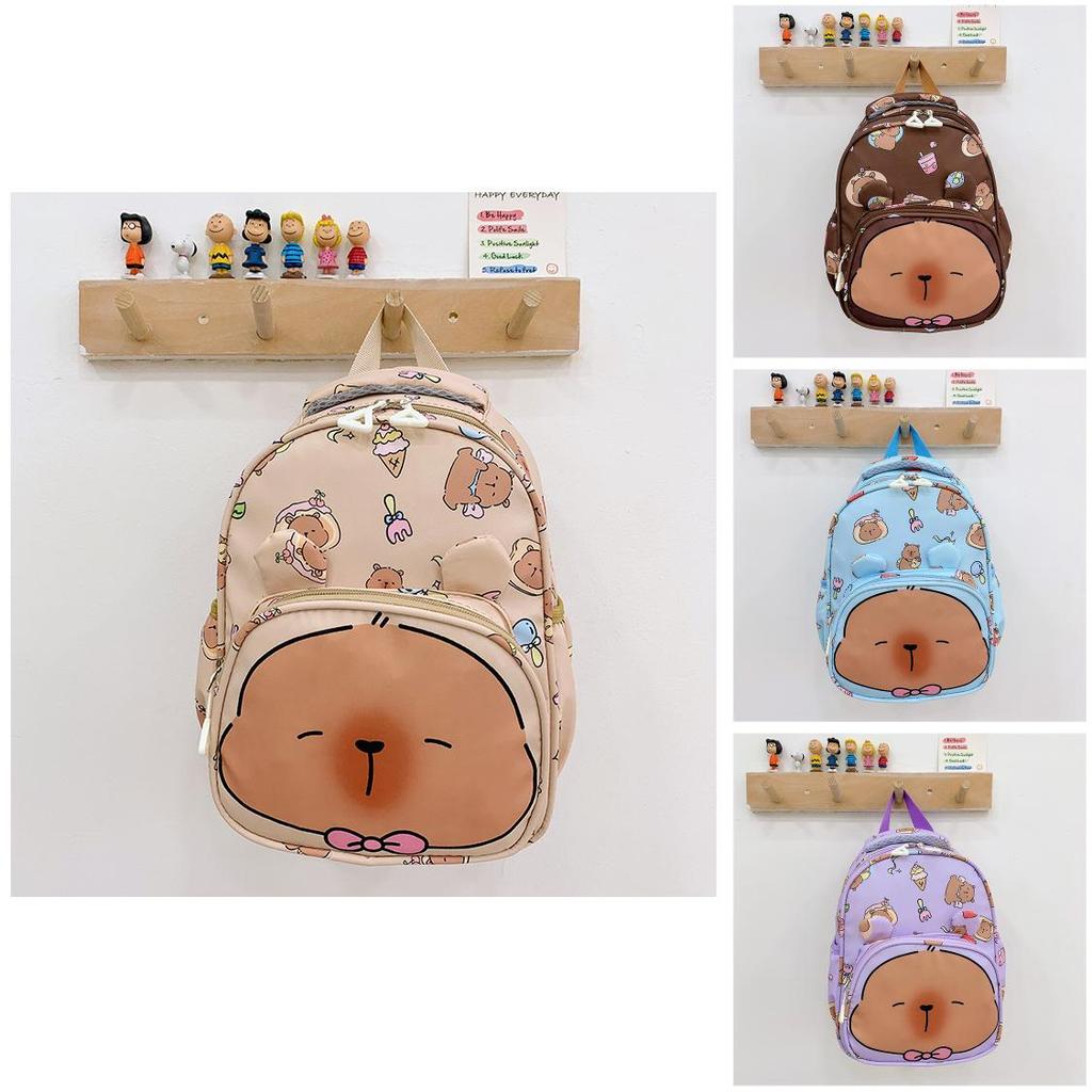 Printed Backpack Capybara Children Cartoon Schoolbag Outdoor Leisure Storage Bag