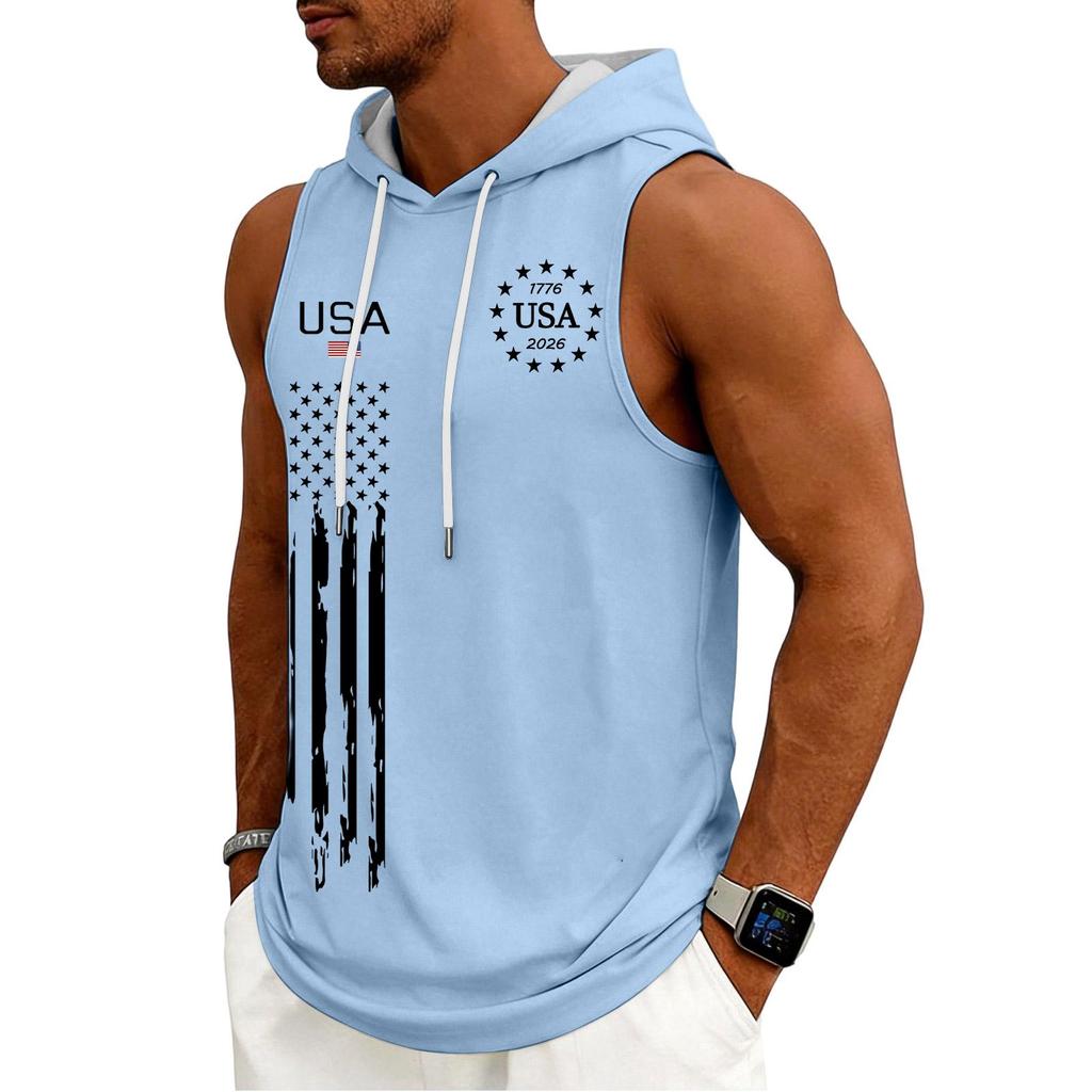 Débardeur Homme Sweat à Capuche Sans Manches Salle de Sport Chemise Lavée Sports Débardeur Fitness Musculation Avec Capuche
