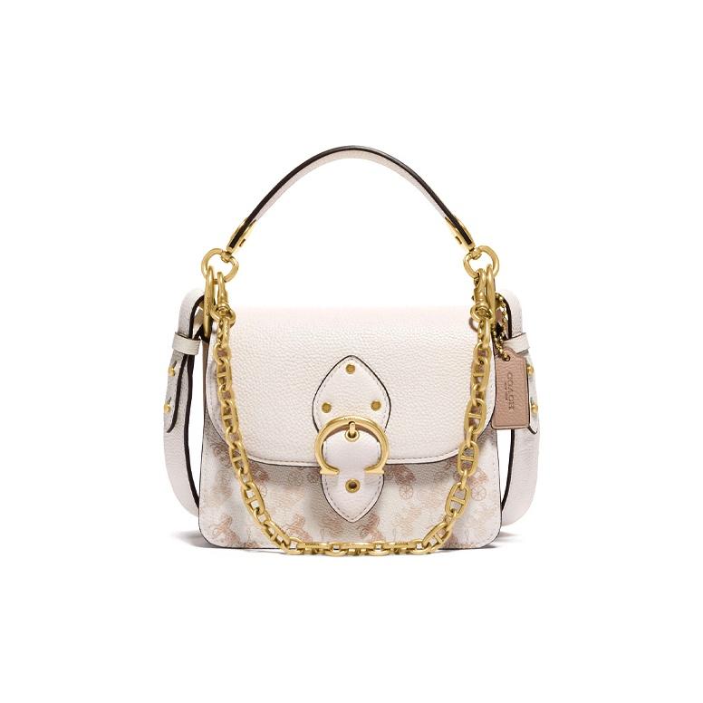 

Coach Beat 18 Horse And Carriage Print Chain Coated Canvas And Leather Small Square Handbag Women handbags Cream 4603-B4RGL Basic Set (Bag+Dust Bag)