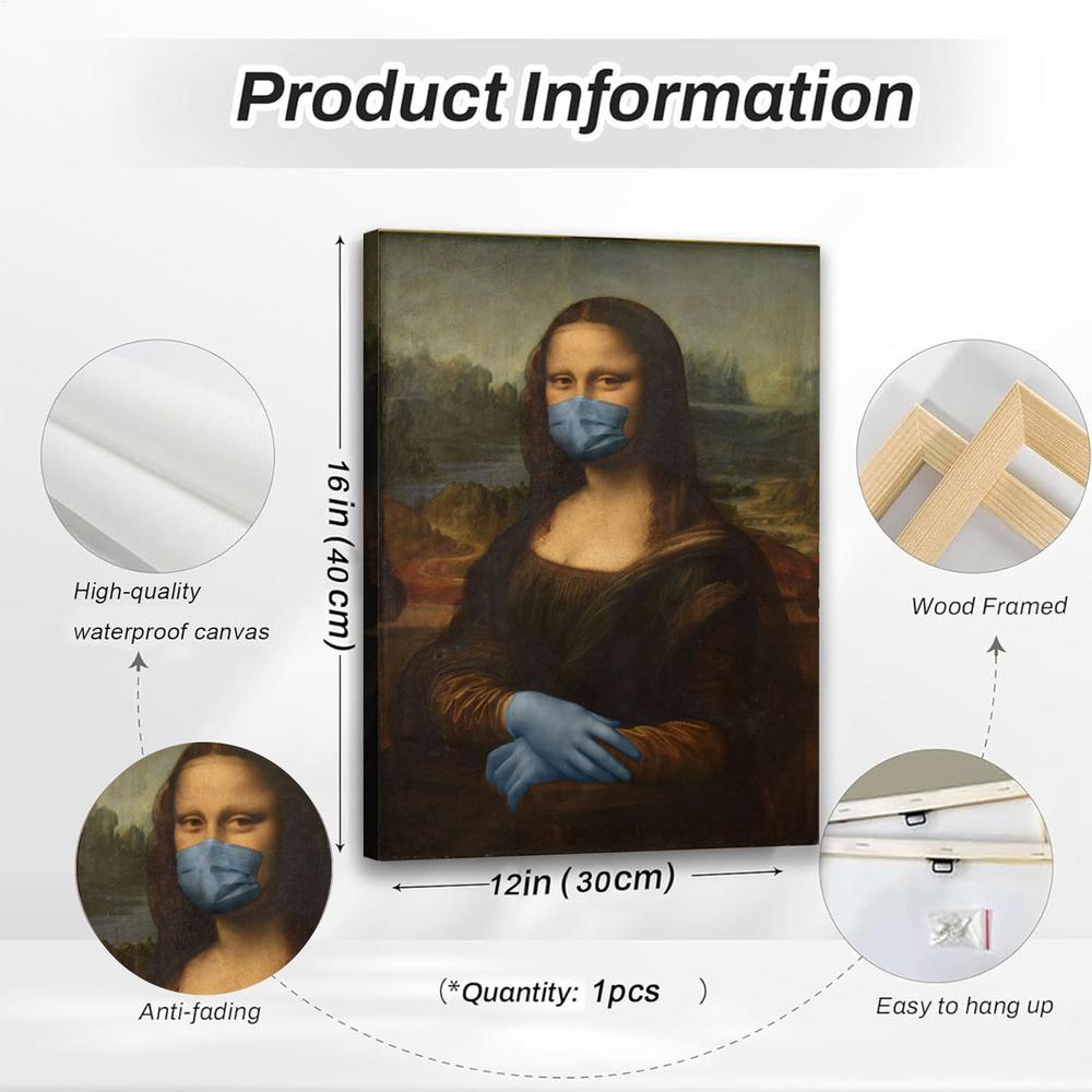 Women Wall Art Funny Humorous Female Figure Painting Retro Cover Nose Design Canvas Print for Home Hotel Apartment Dorm Decor