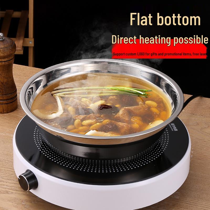 Cadou Comercial Chiuvetă de Bucătărie din Oțel Inoxidabil 304 - Rotundă, Chiuvetă Groasă din Fier Ideală pentru Orez sau Supă