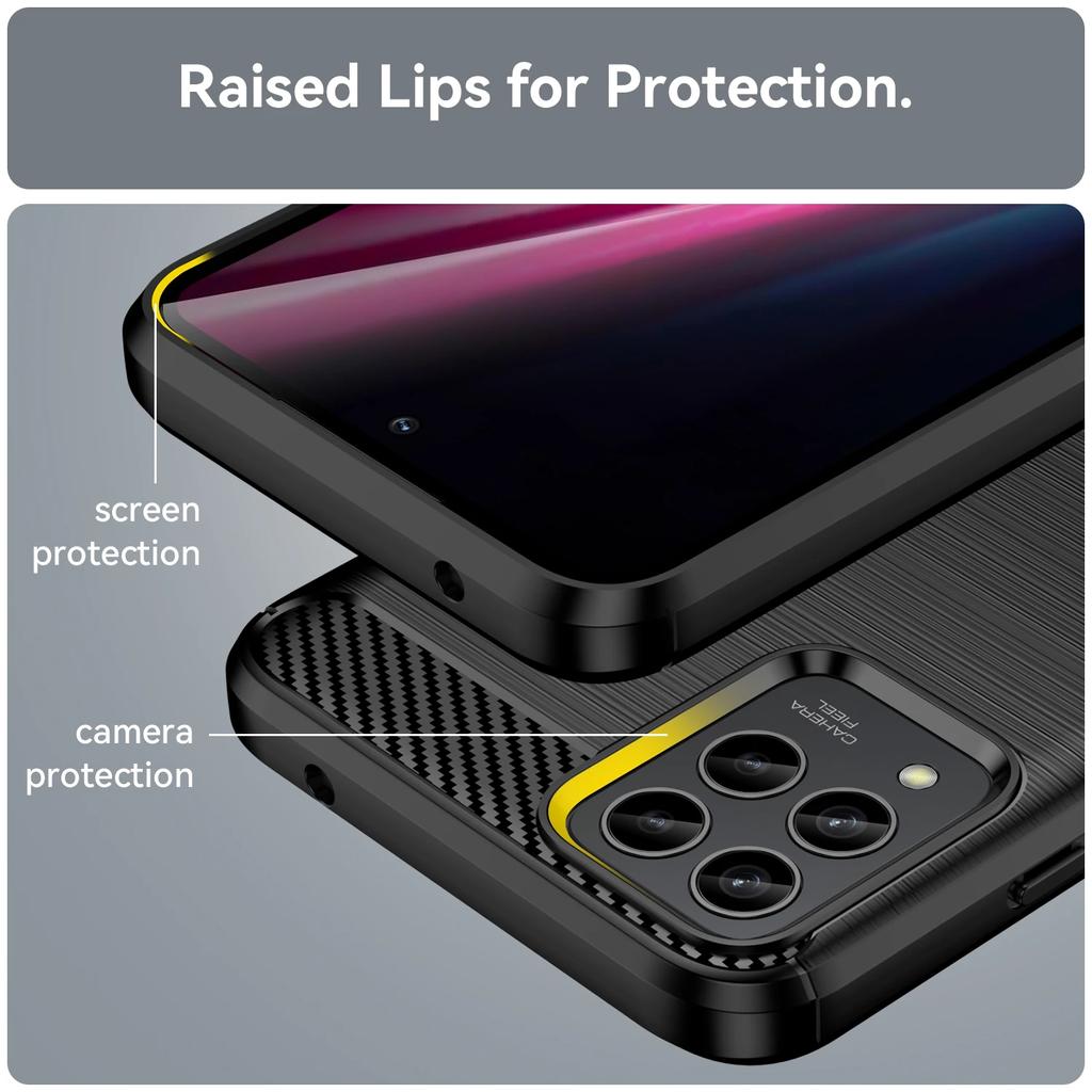 Carbon Fiber Texture TPU Case for T-Mobile Revvl 6x Pro 5G Revvl 6 T Phone Pro 5G Shockproof Protective Cover Funda Coque