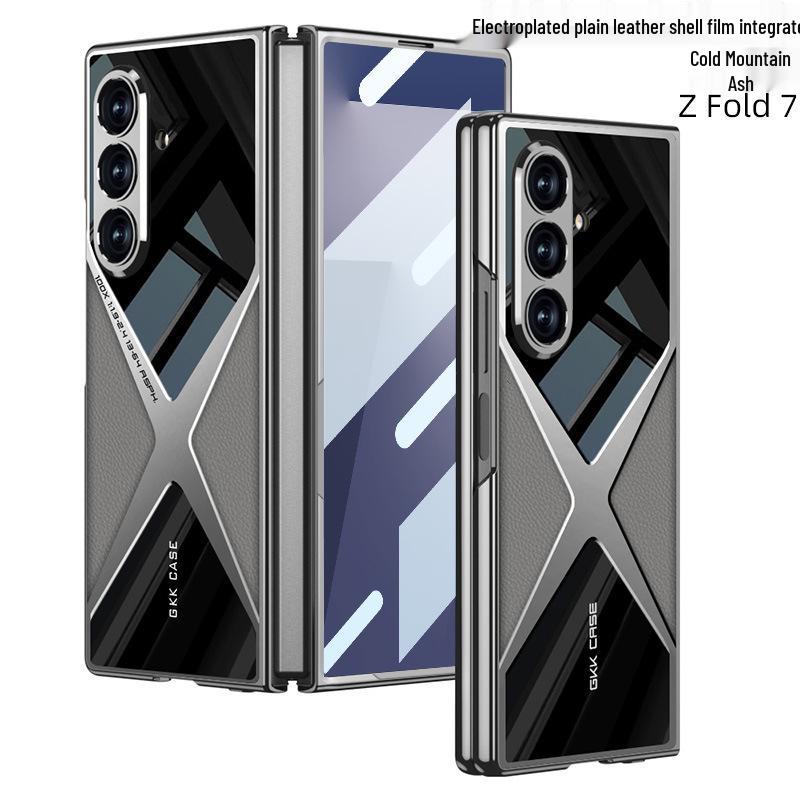 Schutzhülle aus galvanisiertem Leder für Samsung Z Fold7 – stoßfest, elegant und robust für Herren