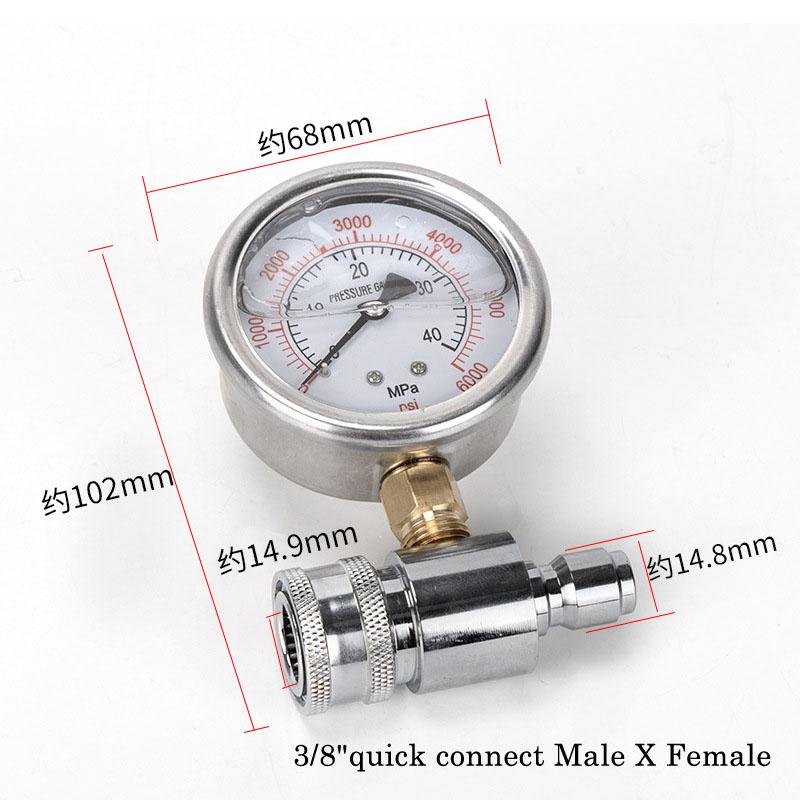 

Pressure Washer Parts Accessories Pressure Washer Gauge 6000psi High Pressure 3/8‘’ Quick Connect Parts Accessories
