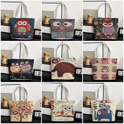 Women's Ethnic Style Embroidered Canvas Shoulder Bag - Large Capacity