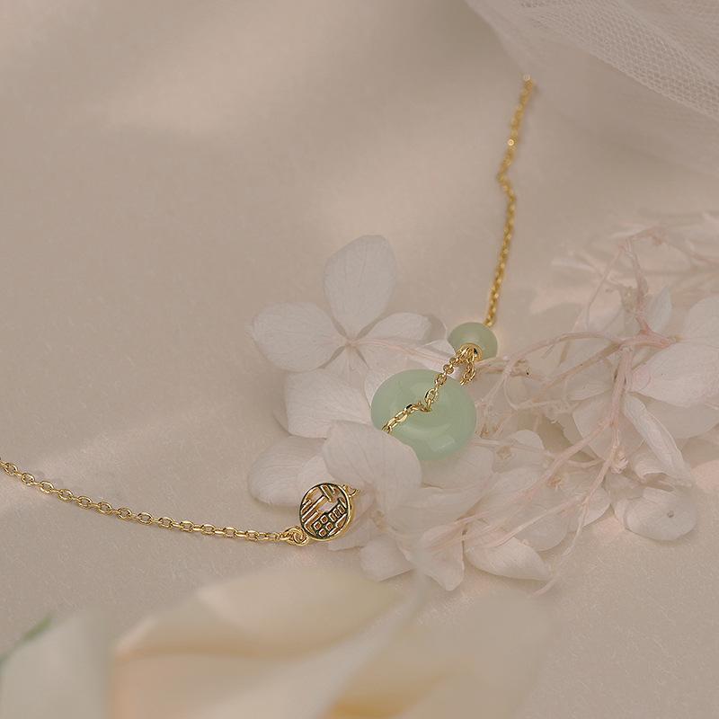 Fu Brand Hetian Jade Bracelet Women'S Guochao Simple Niche Design Jewelry New Gift Safety Bracelet