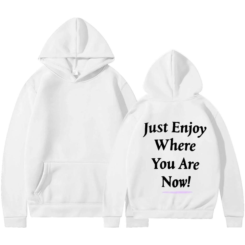 Just Enjoy Where You Are Now Women Amazon New Hooded Plus Velvet Printed Solid Color Sweatshirt