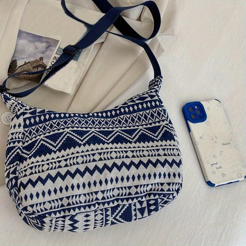 Unisex Neutral Square Tote Bag with Ethnic Style, Perfect for Spring And Summer, Suitable for Daily Use And Classes.