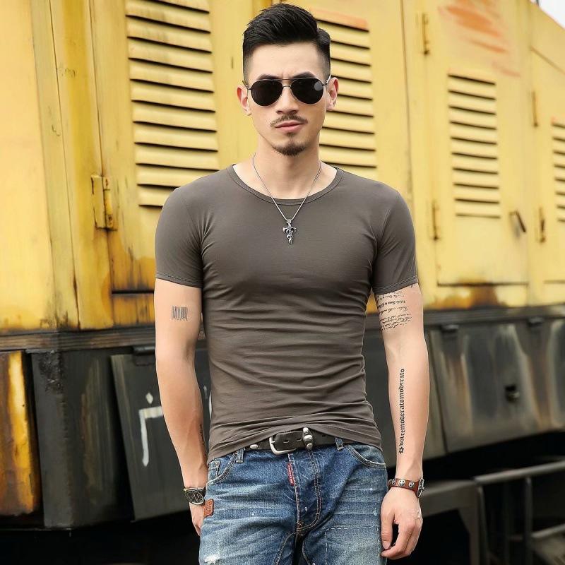 Men's Crew Neck T-Shirts, Summer Classic Tees, Short Sleeve Muscle Shirt Base Fitness Tee Tops