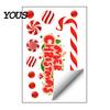 Holiday Candy Pattern Decorations Christmas Static Window Clings for Glass, Decorations, Gingerbread Man Decorative PVC Stickers Windows Cane