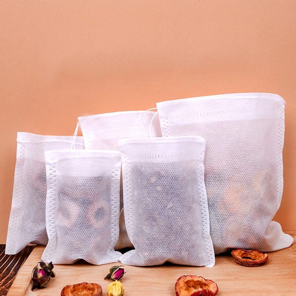 100Pcs Drawstring Disposable Coffee Pouches Non-woven Fabric Drawable Tea Filter Bags with String Large Multi-size