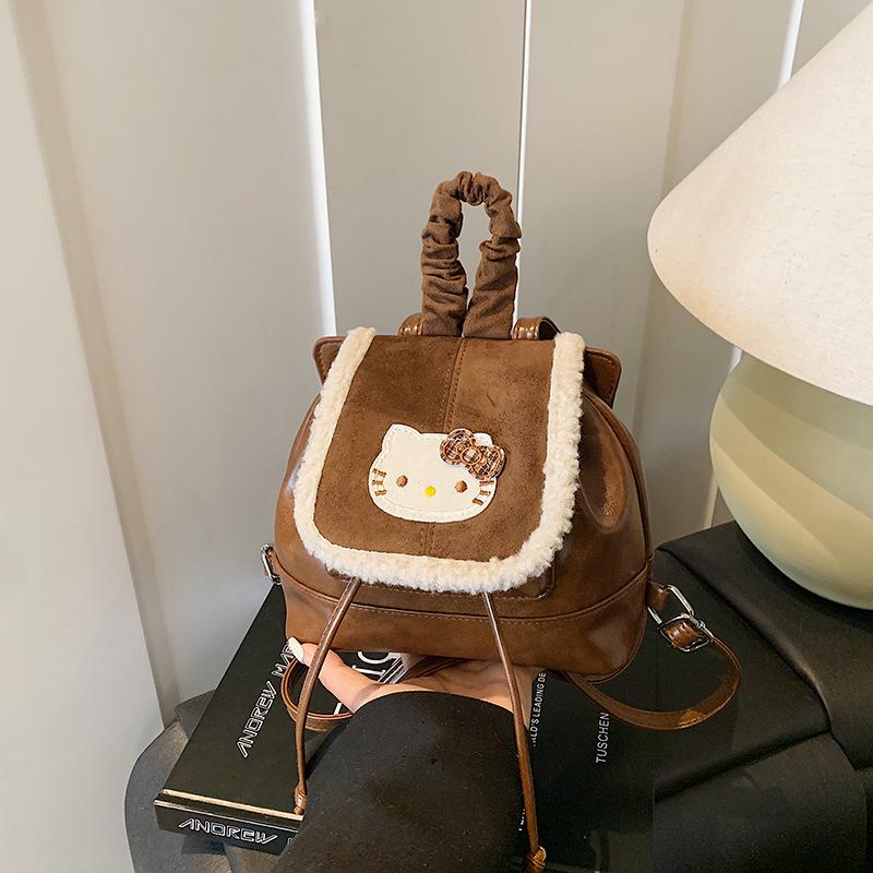 Retro Kitten Plush Mini Backpack for Kids - Cute & Versatile Small Bag