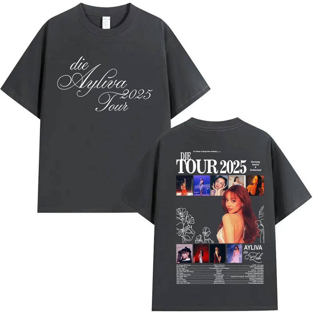 Die Ayliva Tour 2025 Graphic Tshirts Men Women Casual Harajuku Oversized T Shirt Retro Fashion High Quality Cotton Tshirt Tops