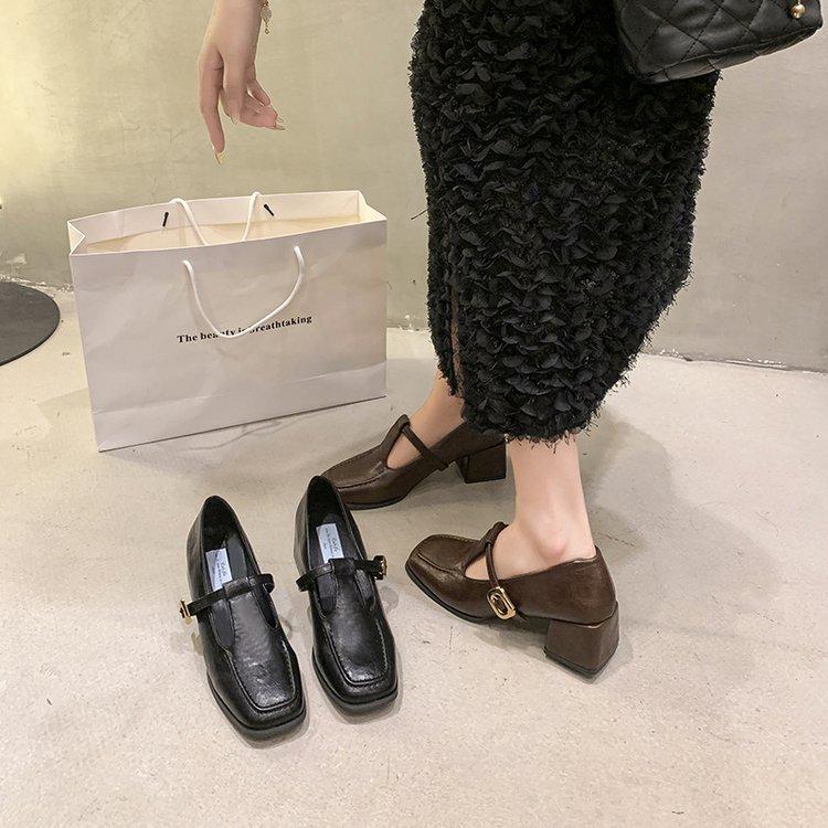 [Youshilai] Niche Fashion Square Head Mary Jane Shoes Women's 2025 Spring New Temperament Elegant Thick Heel Single Shoes